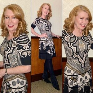 ETRO luxury wool knit paisley print dress.